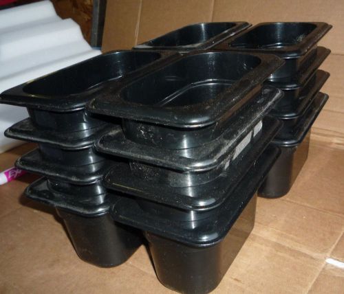 One Lot of Sixteen 1/9 x 4in Size Prep Table Pans Black Cambro