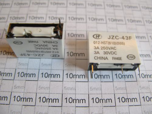 1x micro relay JZC-43F-012-HST, 12V coil, 250V 3A contact, SPST-NO, EU seller