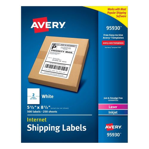 Avery Laser Inkjet Printer White Shipping Labels - 5.50&#034; Width X 8.50&#034; Length -