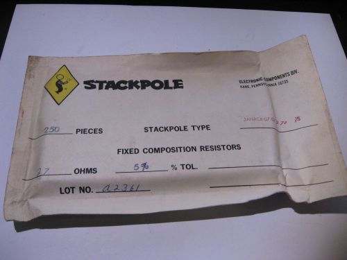Pkg 250 Stackpole Resistor 27 Ohm 1/4W 5% JANRCR07G270JS Carbon Composition