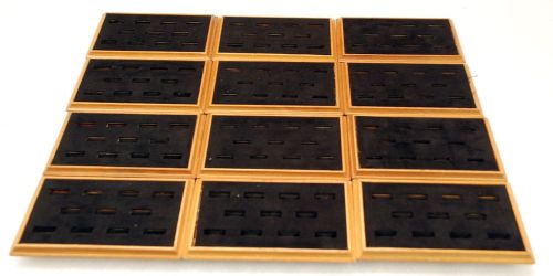 12 Jewelry Showcase Ring Displays Trays 11 Slot with Wood Base
