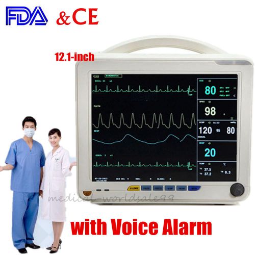 Icu 12 inch 6-parameter patient monitor ecg,nibp,spo2,temp,resp,pr+voice alarm for sale