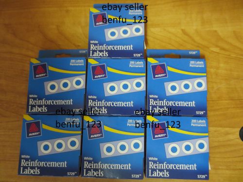 1400 ct (7 Packs of 200) Avery Reinforcement Labels WHITE Permanent *NEW* #5729