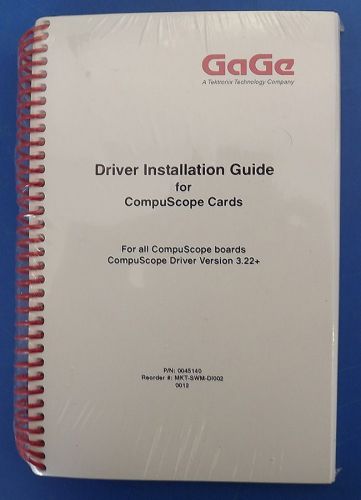 NEW GaGe Driver Disk &amp; Guide for all CompuScope Boards Cards Tektronix / Sealed
