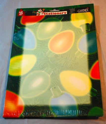 Holiday Stationary  25 Sheets Christmas Lights  Writing Paper Printer  NEW