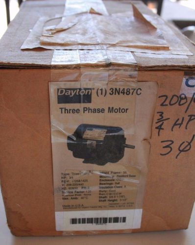 Dayton 3/4 hp 3 phase 1725 rpm general purpose motor model no. 3n487c for sale