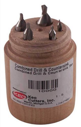 5 pcs keo #1 to #5 x 60 deg. plain type cobalt combined drill &amp; countersinks set for sale