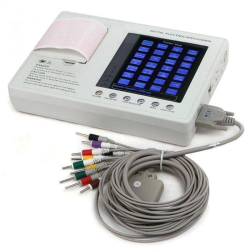 7-Inch Color LCD Digital 3-channel 12-lead Electrocardiograph EKG ECG Machine AA