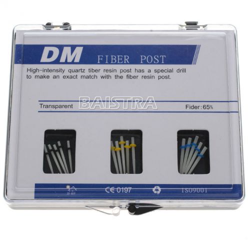 Dental Pile Fiber Resin Post with 3 Drills High-intensity Glass Straight