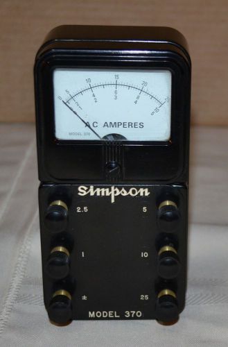 SIMPSON MODEL 370 AC Amperes Meter in Very Nice Condition - Ampmeter