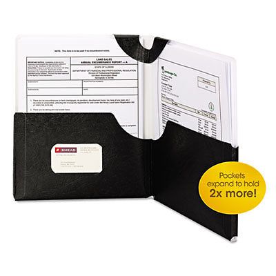 Big Pocket Lockit Folder, 11 x 8 1/2, Black, 5/Pack, Sold as 1 Package