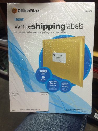 OfficeMax OM99059 White Shipping Labels 2x4&#034; Same size as Avery 5163-1000 labels