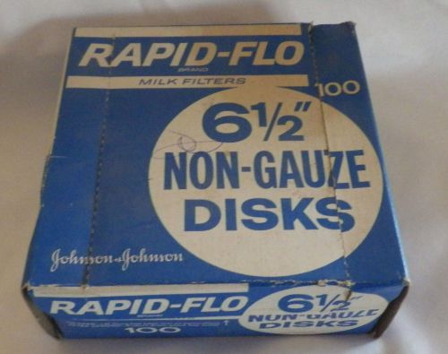 Rapid Flo Milk Filters 100 Count 6 1/2&#034; Non Gauze Disks Johnson &amp; Johnson New