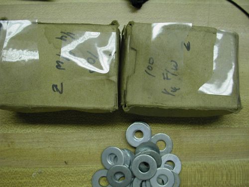 TWO BOXES 1/4&#034; Flat WASHERS, ONE BOX 3/16&#034; ZINC NUTS, ONE PKG 50 Flat WASHERS