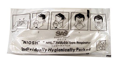 SAS Safety 8617 N95 Particulate Flat Fold Respirator, White, 20-Pack