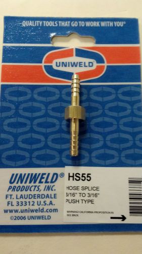 UNIWELD, WELDING Hose Splice, 3/16&#034;  X  3/16&#034; BARB, PART# HS55