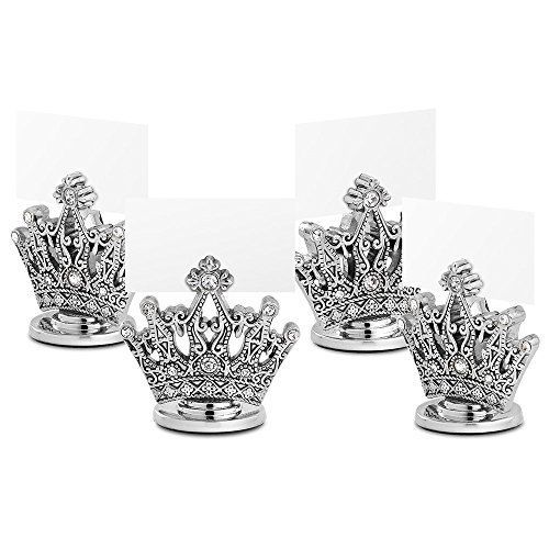 Rhinestone Studded Crown Design Name Place Card Holders For Tables