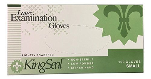 KingSeal Latex Exam Gloves, Medical Grade, Powdered, Small, 4mil -- 10 bx/100