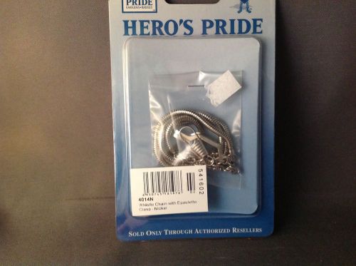 NIP Hero&#039;s Pride Police Fire Whistle Chain with Epaulette Clasp - Nickel #4014N
