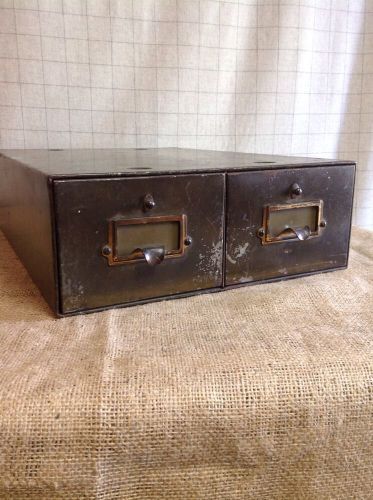VINTAGE STACKABLE METAL FILE DRAWERS WITH  Brass Pulls And Locks Great Patina