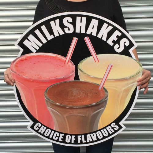 MILKSHAKE  2ft plastic wall sign plaque  RED BLACK BLUE  cafe coffee shop  etc
