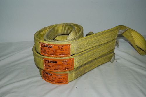 Lot of 3 nylon liftall 5ft sling / strap eye to eye 2&#034; wide 5&#039; long rigging for sale