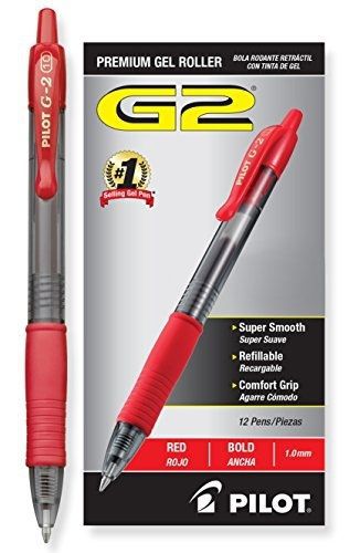 Pilot g2 retractable premium gel ink roller ball pens, bold point, red ink, for sale