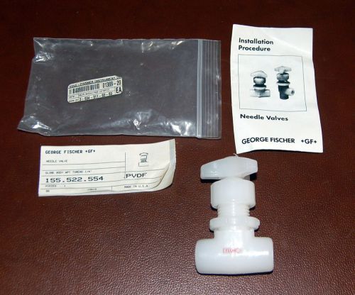 George fischer/cole-parmer needle valve 155.522.554 globe body pvdf 1/4&#034; npt(f) for sale
