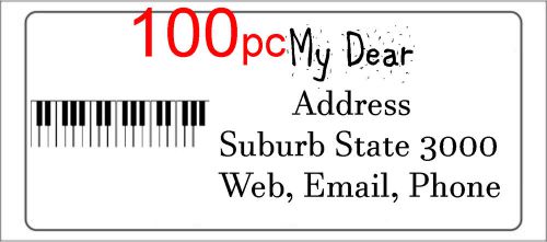 100 Personalised return address label custom mailing sticker 56x25mm piano music