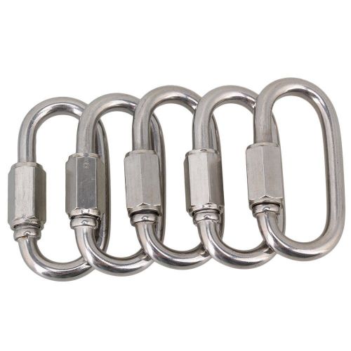 304 Stainless Steel Carabiner Oval Screwlock Quick Link Lock Ring Hook M5 5PCS