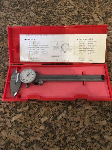 Mitutoyo Shock Proof Dial Caliper 0-6&#034; With Case 505-637-50 IN RED CASE