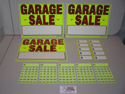 Garage sale signs &amp; pre - priced label kit / free ship! for sale