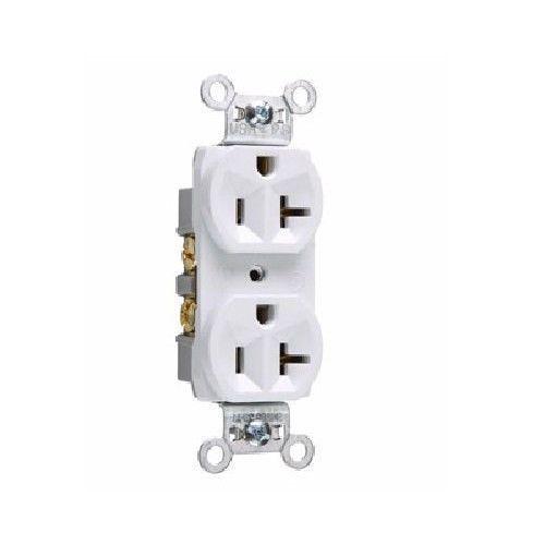 Leviton 20 A Duplex Commercial Grade Receptacle White Wall Outlet CR20W