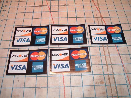 5 five DISCOVER VISA MASTERCARD amex CREDIT CARD DECAL STICKERs NEW 1sided debit