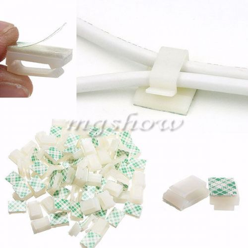 30/50/100pcs Plastic Self-Adhesive Rectangle Wire Cable Zip Tie Clip Clamp Mount