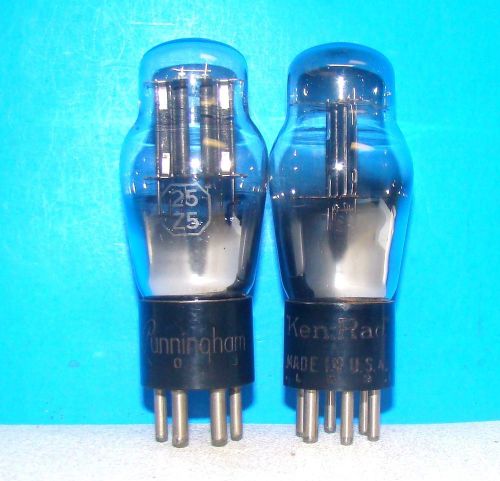 25Z5 engraved vintage radio electron vacuum tubes 2 valves tested ST shape 25Z5G
