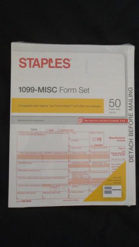 50 count pack of staples 2015 irs tax form 1099-misc 5-part form sets for sale