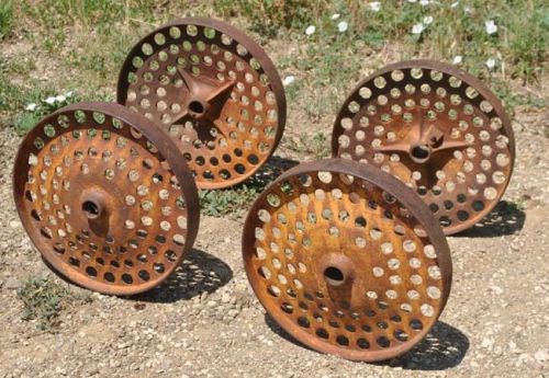 Vintage tall cast iron wheels hit &amp; miss gas engine steam punk industrial cart for sale