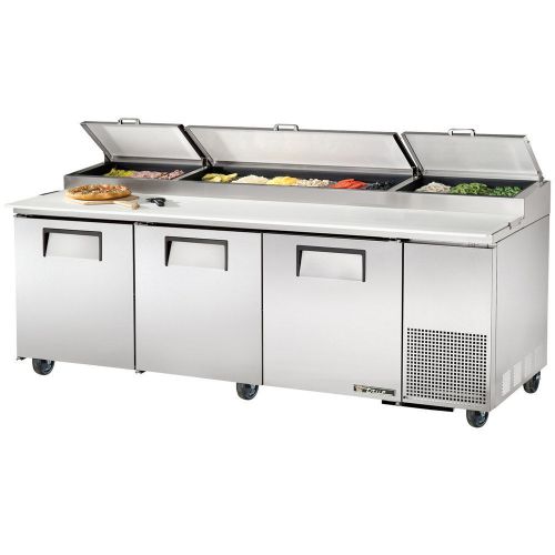 Pizza &amp; Food Prep Cabinet Table, Refrigerated, True TPP93, 3 Doors, 3 Top Drawer