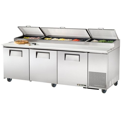 Pizza &amp; Food Prep Cabinet Table, Refrigerated, True TPP93, 3 Doors, 3 Top Drawer