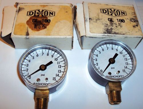 Two (2) Dixon Boss GL 100 0/15 PSI Guages