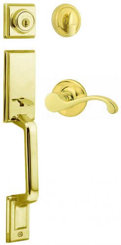 Polished brass kwikset sheridan single door handleset commonwealth inside lever for sale