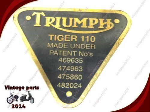 TRIUMPH TIGER 110 TIMING COVER PATENT PLATE BADGE