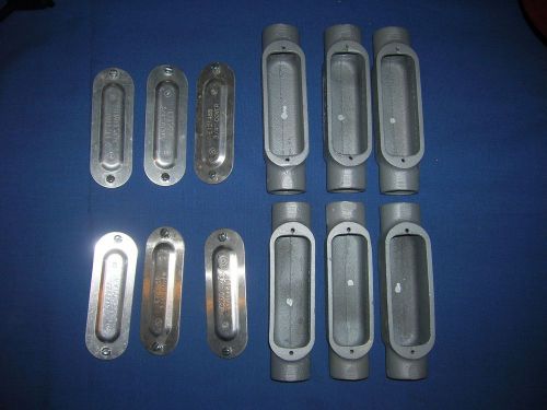 3/4 INCH CONDUIT BODY + COVER.  LOT OF 6 SETS.