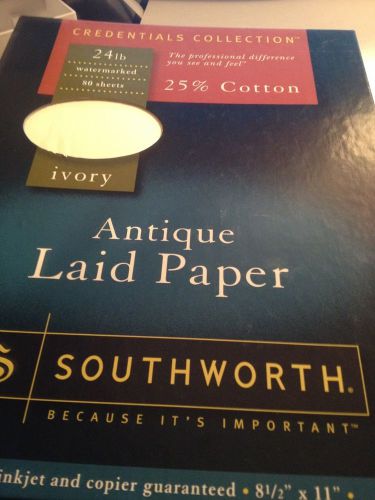 Credentials Collection Antique Laid Paper 80 Sheets 24lb. WHITE 25%Cotton New!!