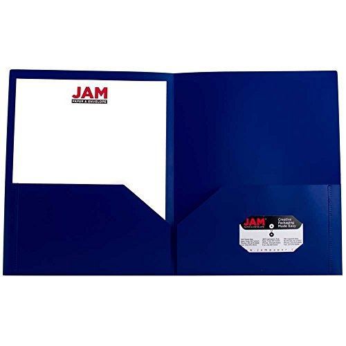 JAM Paper? Plastic 2-Pocket Folders - Eco Friendly Folder - Deep Blue - Pack of