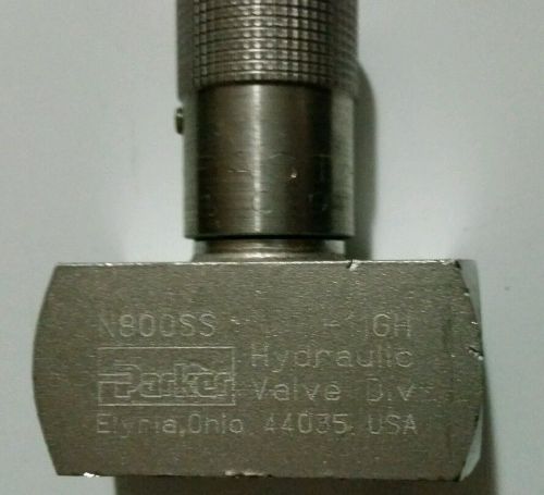 Parker n800ss colorflow needle valve 1/2 npt 345 bar 5000 psi 15 gpm - new for sale