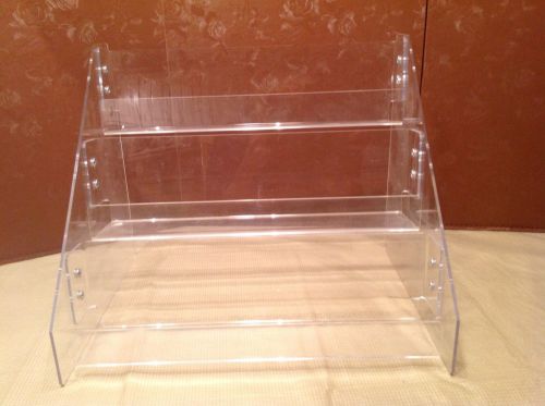 3 Level Clear Acrylic Display Stand - 12&#034;H x 15&#034;W x 11.5 - Assembled Used