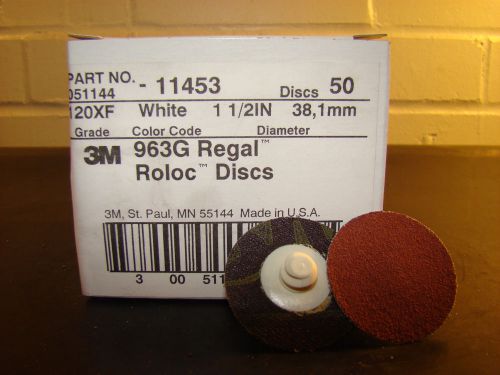 3M 963G Roloc 1-1/2&#034; Ceramic Abrasive Discs,TR, 120Grit, Qty. 50, 11453 /HU2/RL