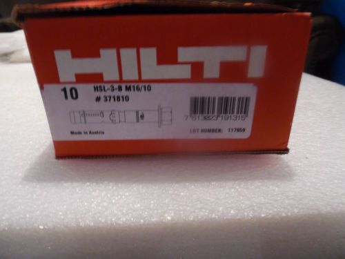 Hilti heavy duty exp anchor hsl-3-b m16/10 item # 371810 w/ torque cap nib (10) for sale